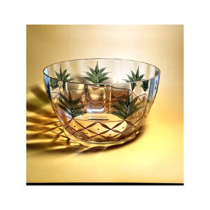 Crystal Hand Blown Hand Painted Pineapple Bowl with 22K Gold Accents
